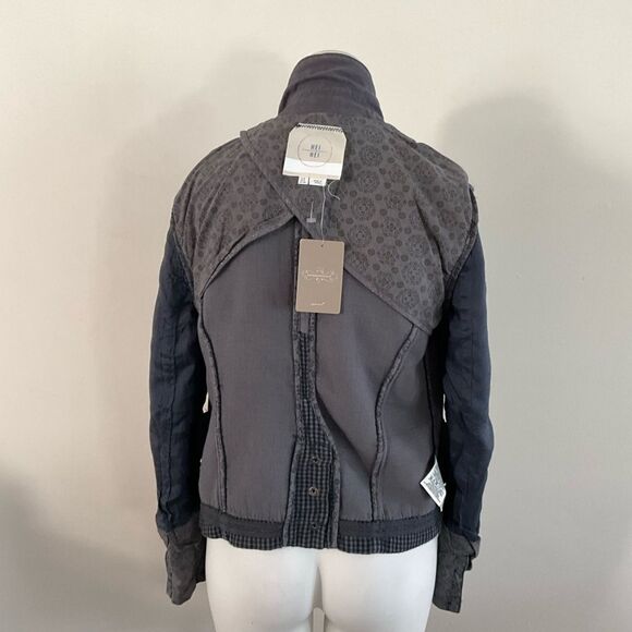 Anthropologie Hei Hei Navy Delaine Blazer Distressed Long Sleeve 4 - Picture 8 of 11